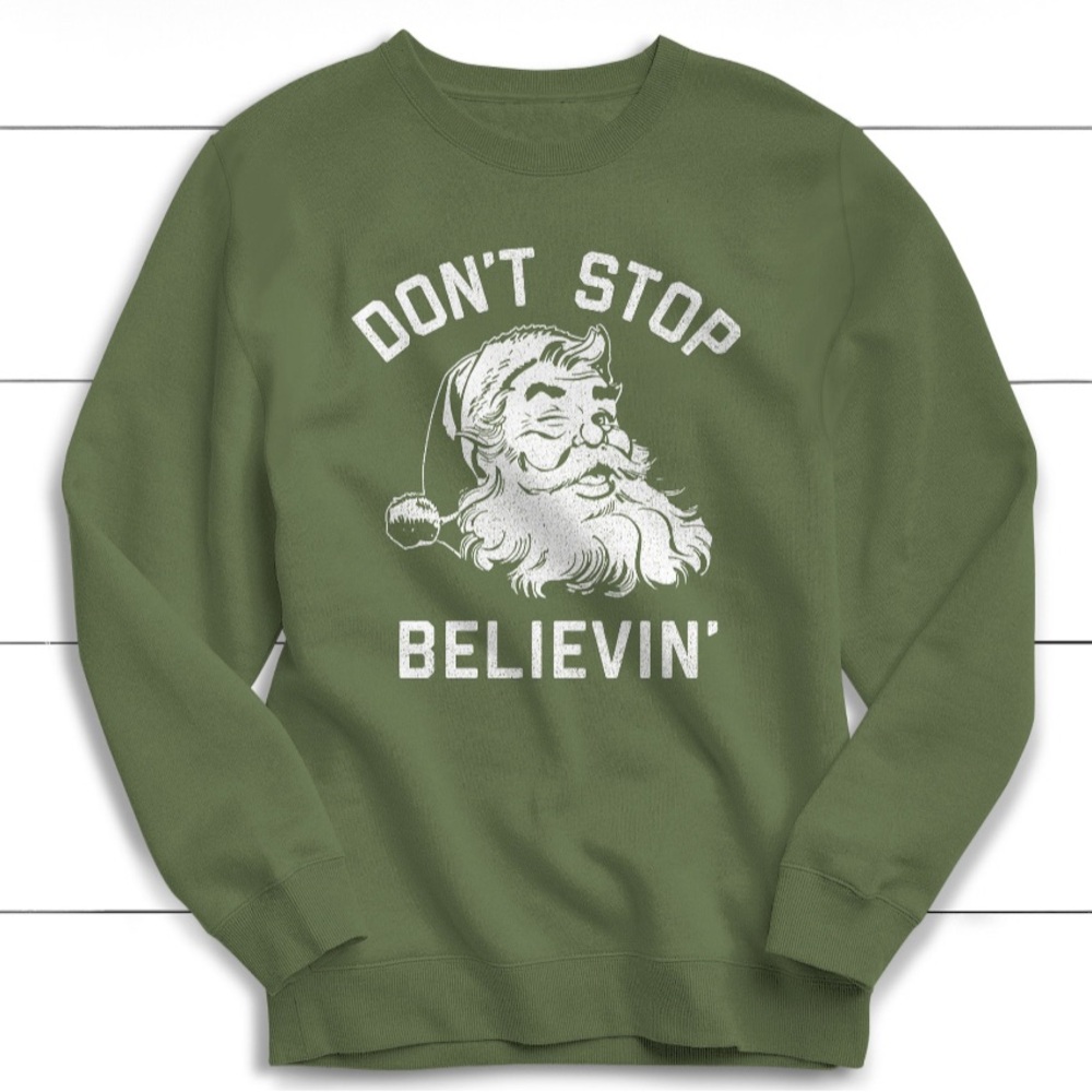 Don't Stop Believing Sweatshirt, Christmas Sweater, Vintage, Christmas Shirt